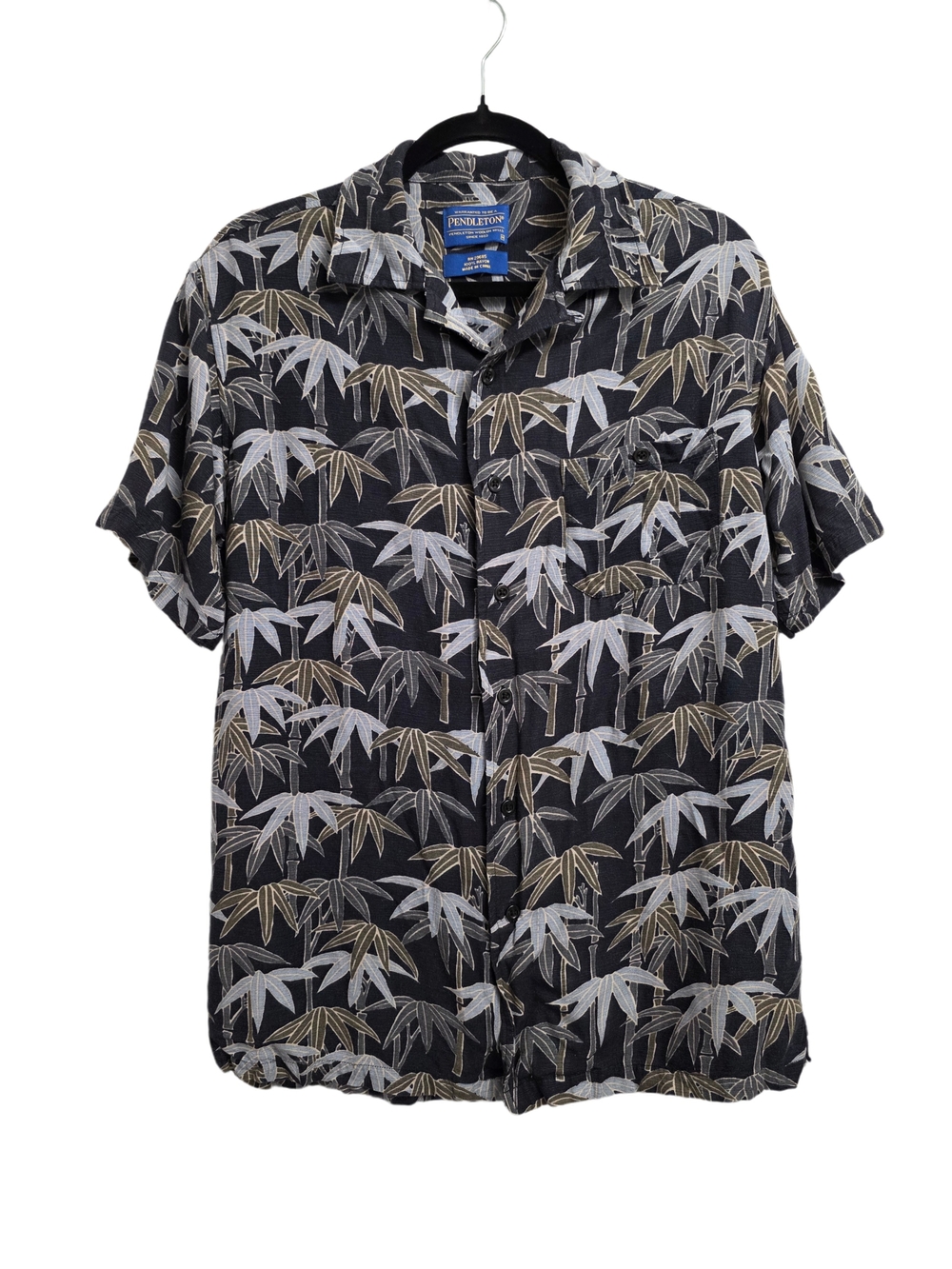 Pendleton Men's Black Bamboo Print Short Sleeve Shirt Soze Medium